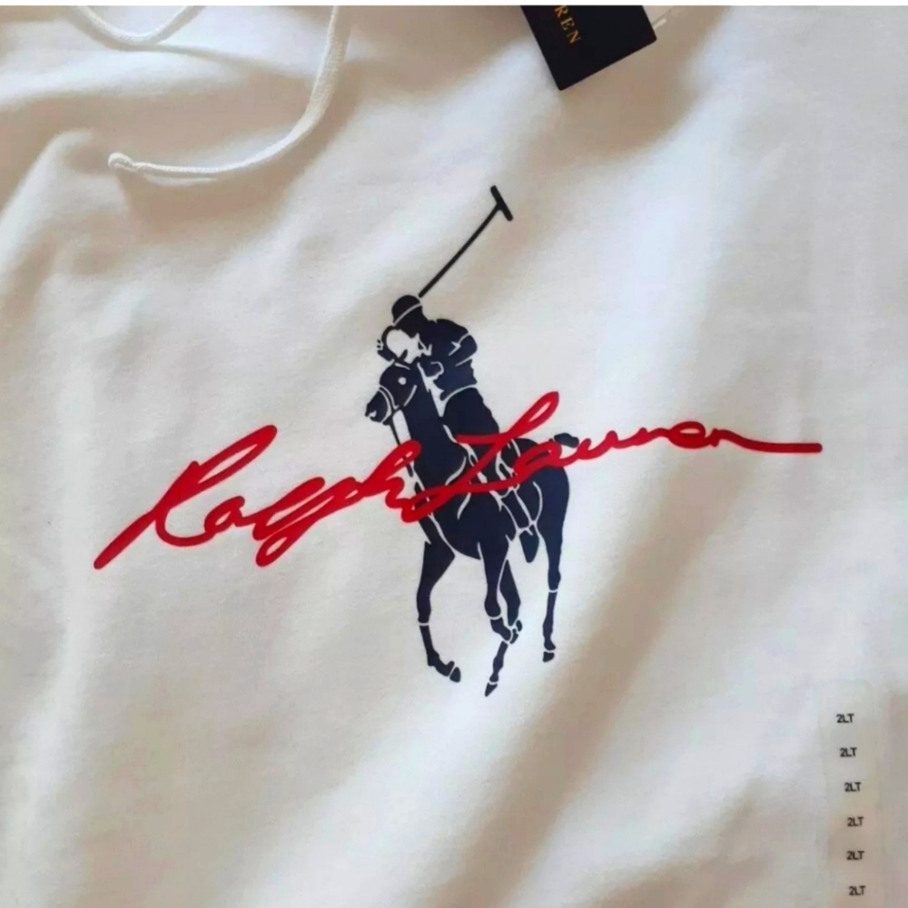 Polo Ralph Lauren Men's Big & Tall 3XLT Hoodie Pony Signature White Sweatshirt - Picture 4 of 6